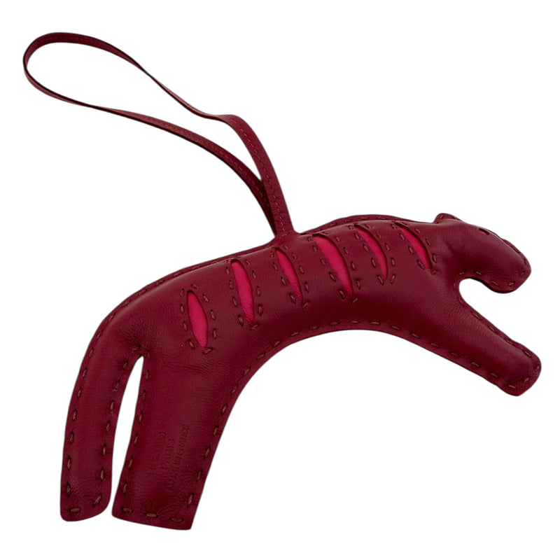 Hermes Lambskin Rooroo Tiger Bag Charm Ruby/Rose Mexico Hermes Lambskin Rooroo Tiger Bag Charm Ruby/Rose Mexico