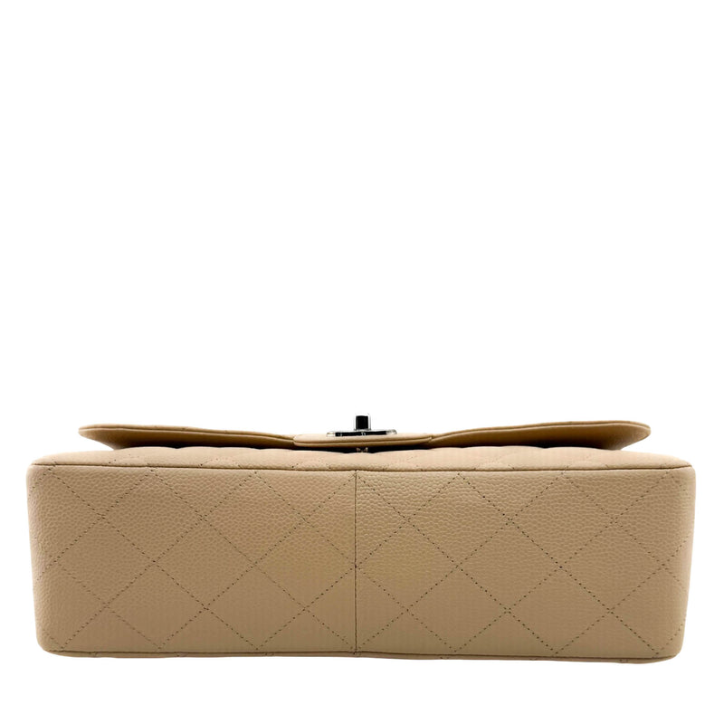 Chanel Beige Caviar Quilted Classic Jumbo Single Flap Bag