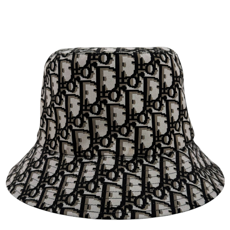 Christian Dior Black Nylon Oblique Reversible Teddy-D Brim Bucket Hat