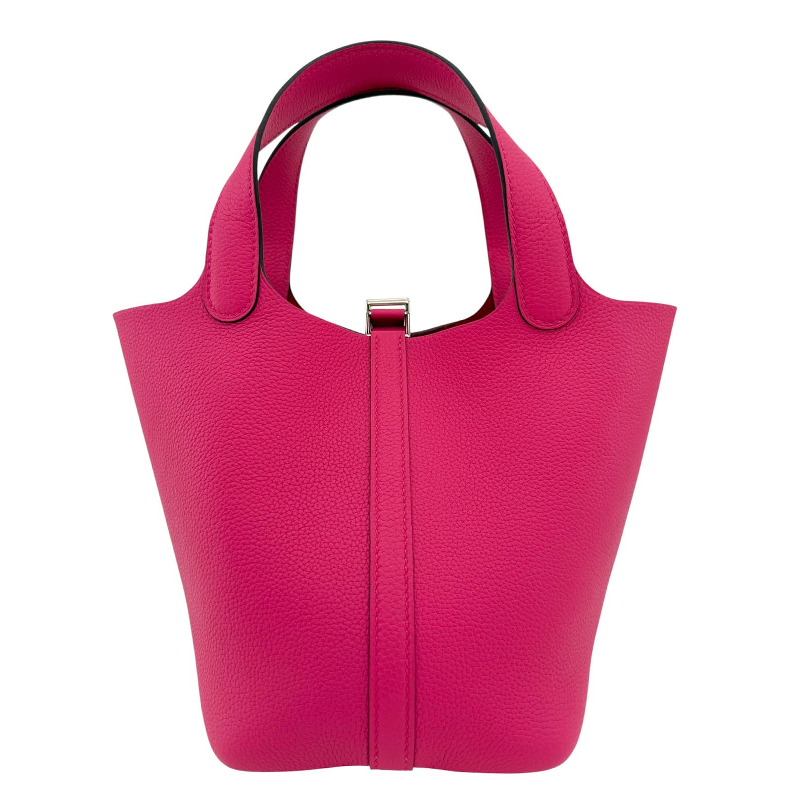 Hermes Rose Shocking Clemence Leather Picotin 18