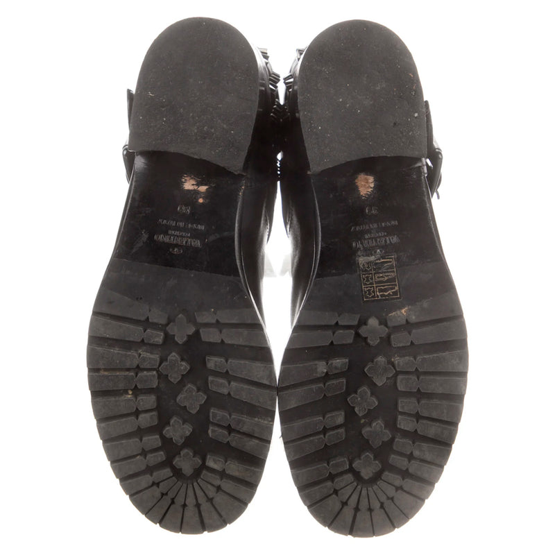 Valentino Noir Rockstud Short Motorcycle Boots 
