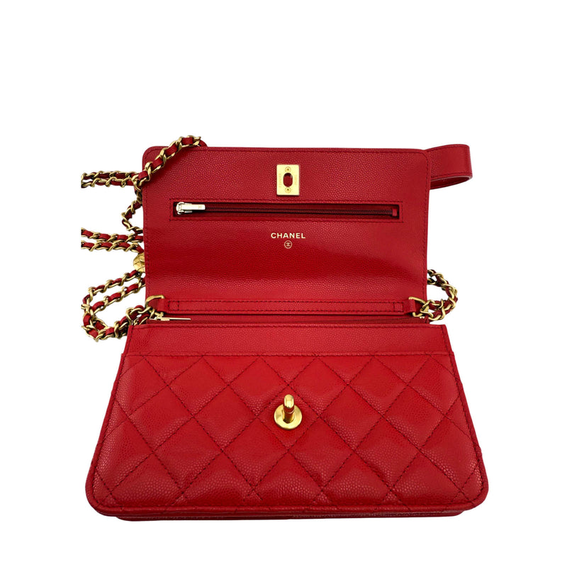 Chanel Caviar Quilted Twist Your Buttons Wallet On Chain WOC
