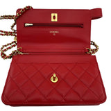 Chanel Red Caviar Quilted Twist Your Buttons Wallet On Chain WOC