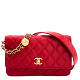 Chanel Red Caviar Quilted Twist Your Buttons Wallet On Chain WOC