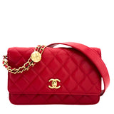 Chanel Red Caviar Quilted Twist Your Buttons Wallet On Chain WOC