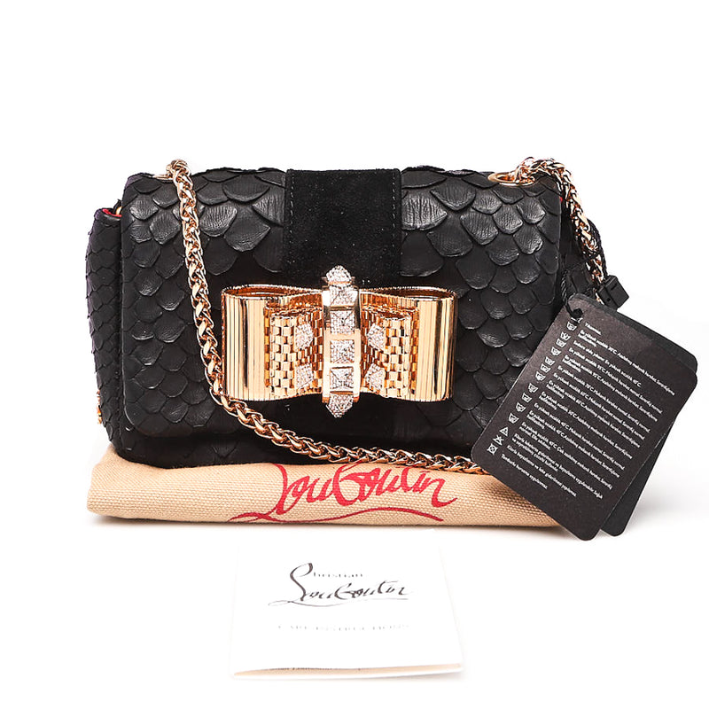 Christian Louboutin Black Leather Sweet Charity Heart Mini Bag - Yoogi's  Closet