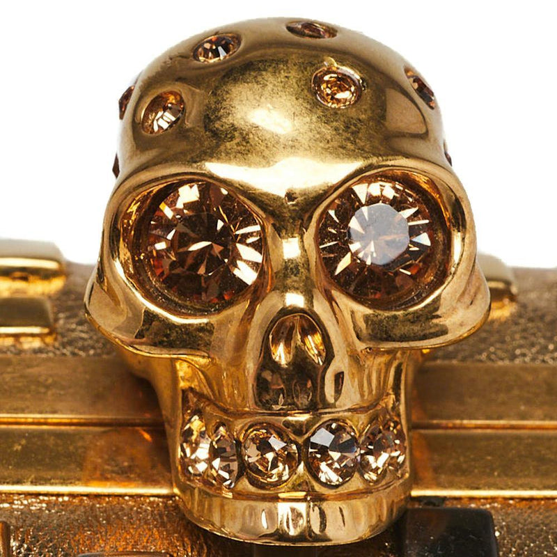Alexander Mcqueen Leather Art Deco Studded Skull Box Clutch Jewel Skull