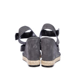Balenciaga Grey Suede Three-Strap Wedge Sandals