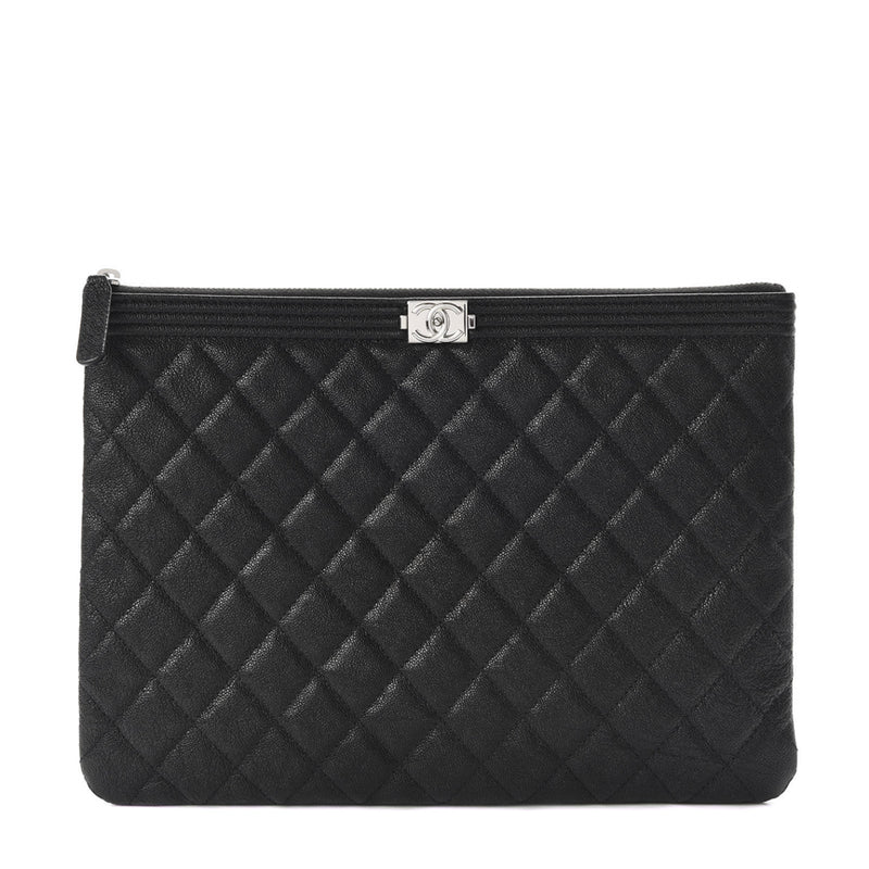 Chanel caviar quilted Classic zip pouch