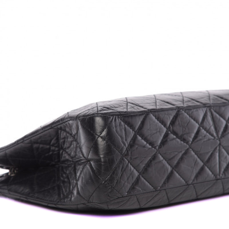Chanel Black Aged Calfskin Quilted Reissue 2.55 Tote Bag