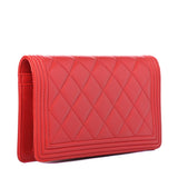 Chanel Red Quilted Lambskin Leather Boy Yen Wallet