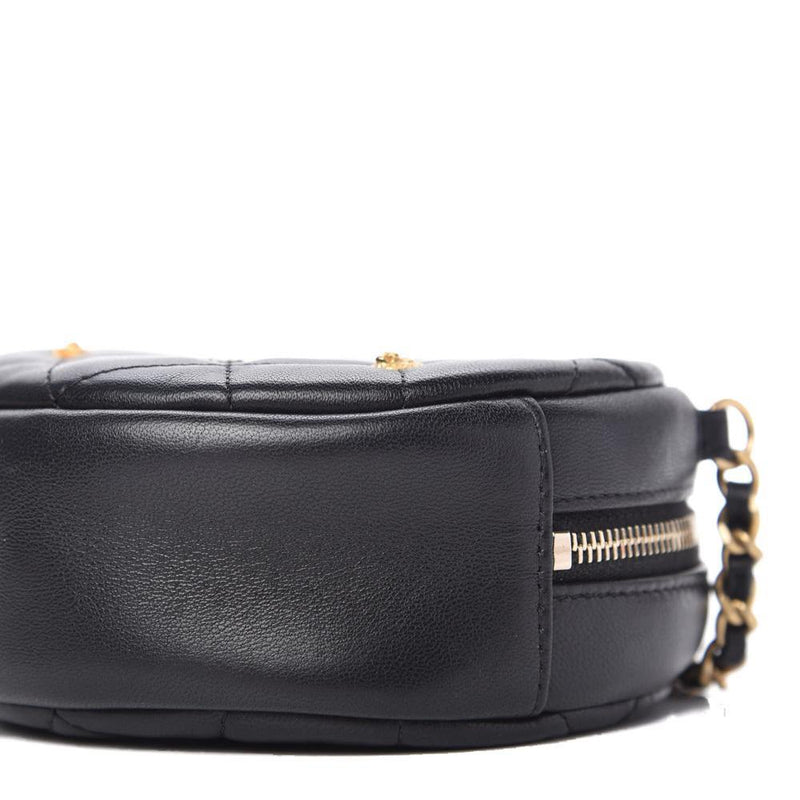 CHANEL Lambskin Quilted Studded Waist Bag Fanny Pack Black 1301258