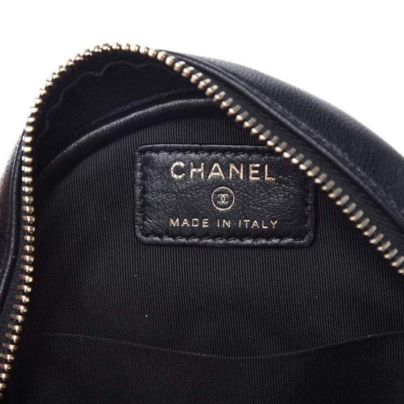 Chanel Black Lambskin Quilted Lucky Charms Round Crossbody Chain Bag