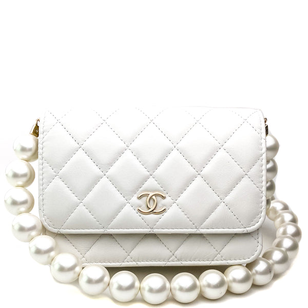 Chanel Seasonal Flap Bag, My Perfect Mini, White Lambskin Leather, Gold  Hardware, Pearl and Leather Strap, New in Box WA001