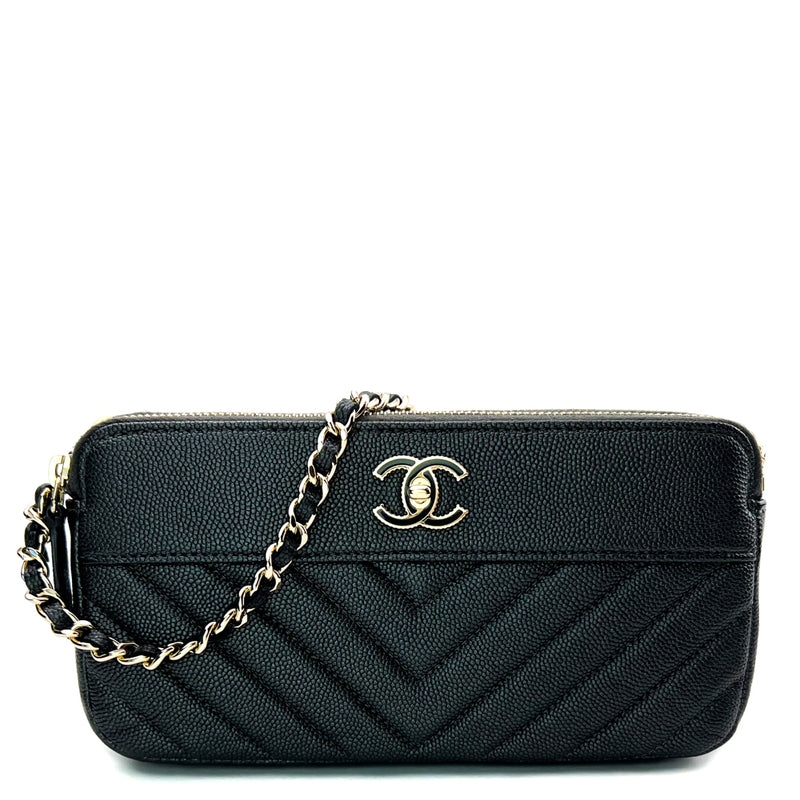 Chanel Black Quilted Caviar Leather Mini WOC Clutch Bag - Yoogi's Closet