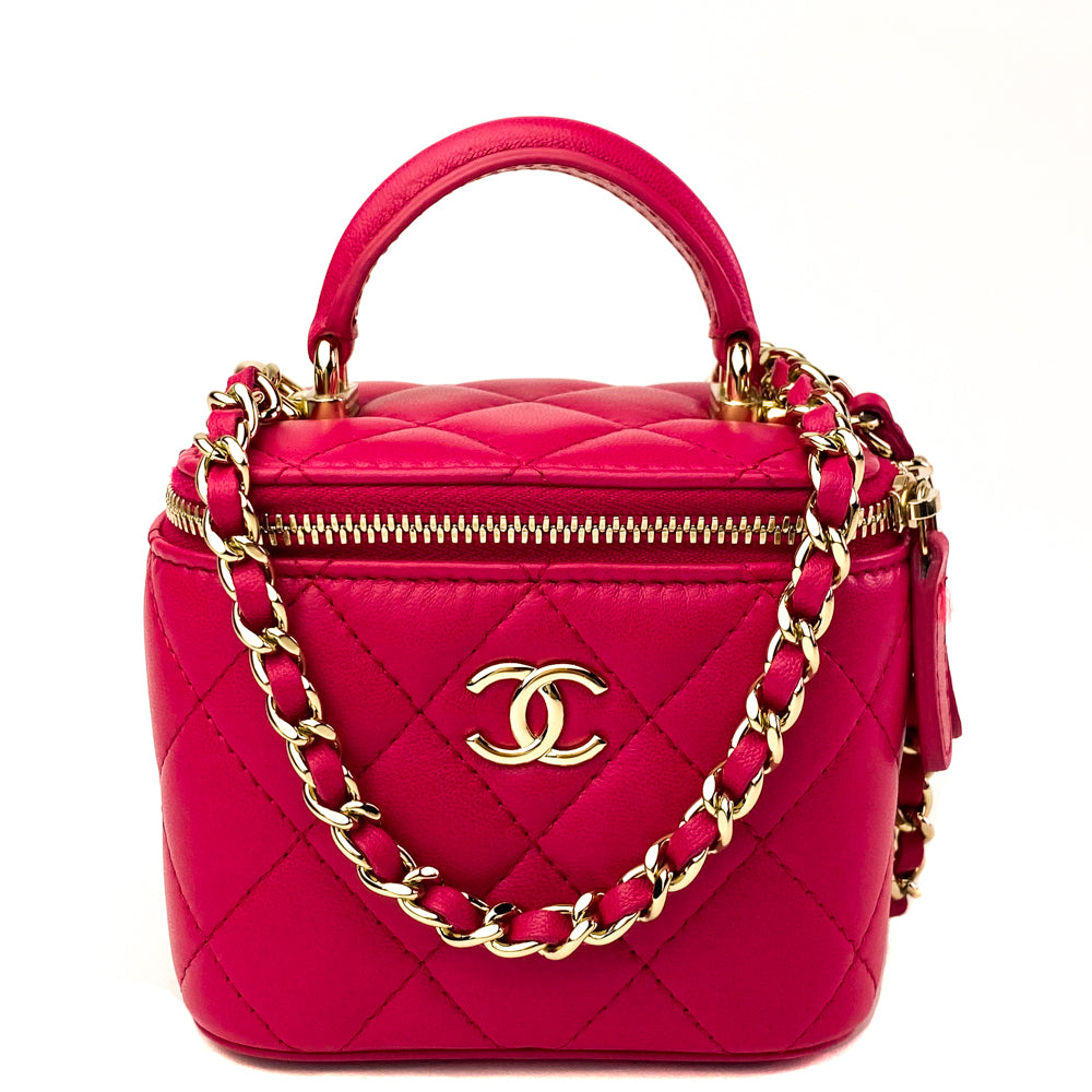 Chanel Black Quilted Lambskin Top Handle Vanity Gold Hardware, 2023 (Like New) , Womens Handbag