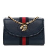 Gucci Blue Leather Tiger Rajah Web Chain Mini Shoulder Bag