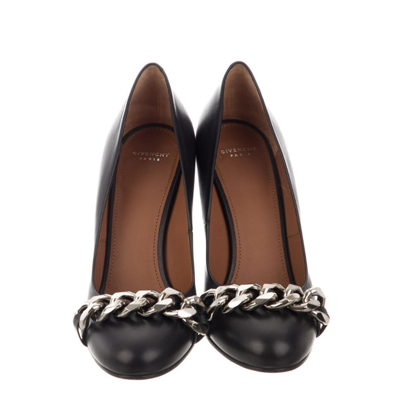 Givenchy Black Leather Chain Pumps