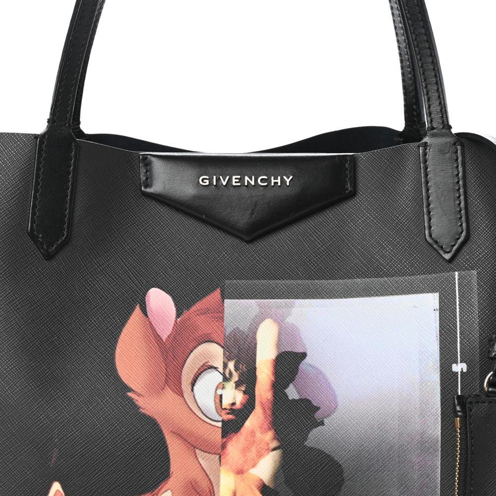 Givenchy Black Textured Coated Canvas Bambi Antigona Large Tote Bag