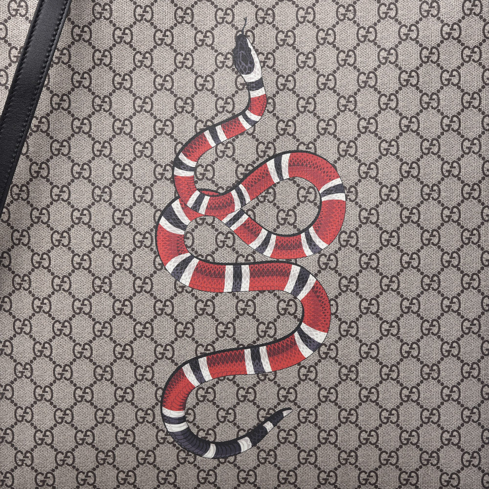 Gucci GG Supreme Coated Canvas King Snake Print Tote Bag
