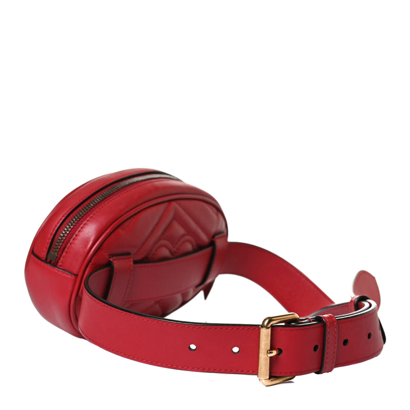 GUCCI GG Marmont Matelasse Leather Belt Bag 476434 Red-US