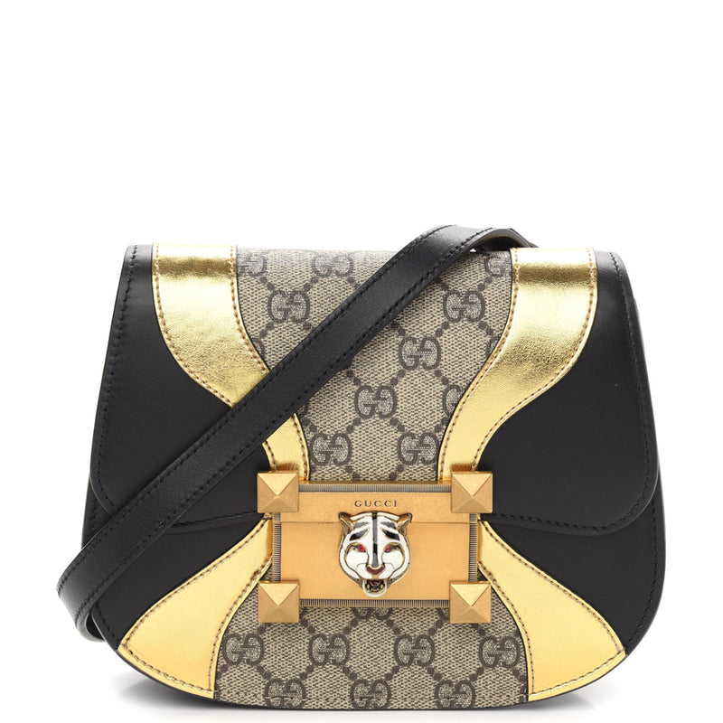 Gucci Black Gold Osiride Small GG Supreme Shoulder Bag