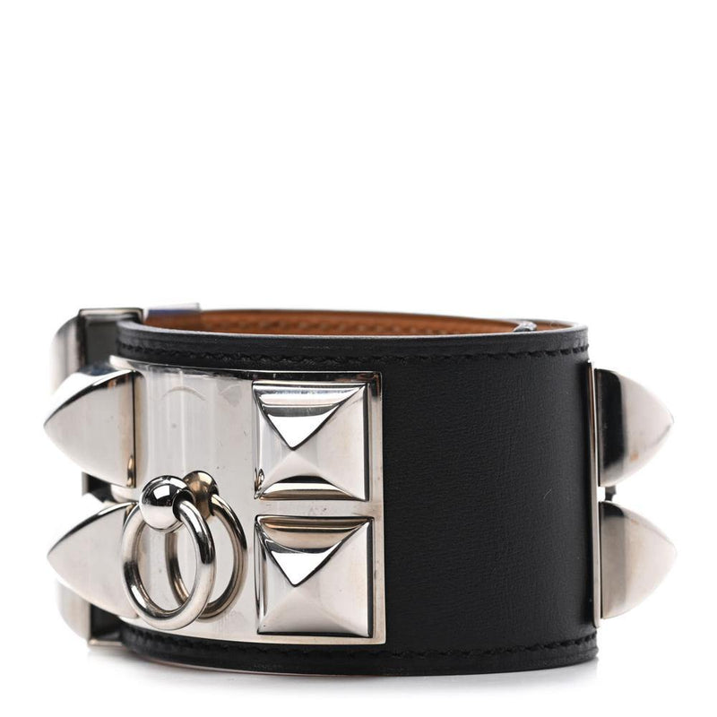 Hermes Collier de Chien Bracelet (Noir/Palladium)