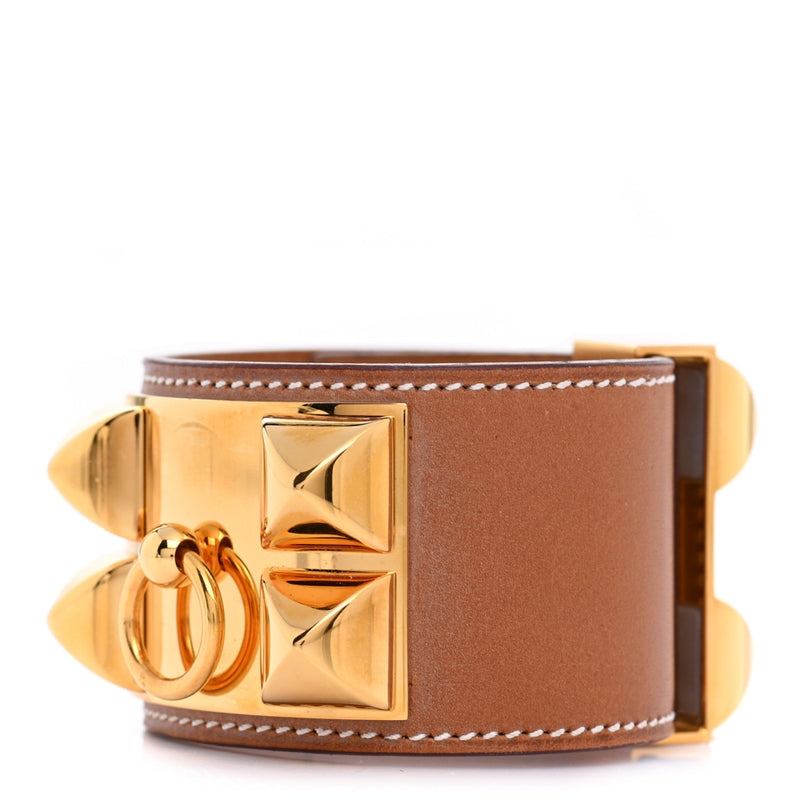 Hermes Gold Swift Leather Collier de Chien Bracelet