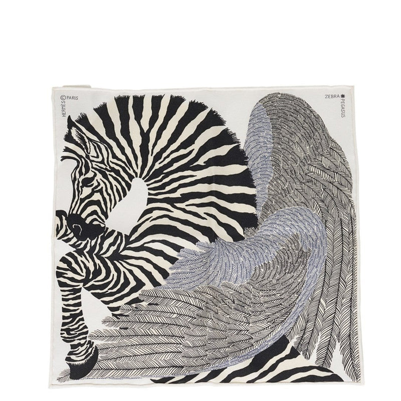 Hermes Noir/Blanc Silk Zebra Pegasus Nano Scarf