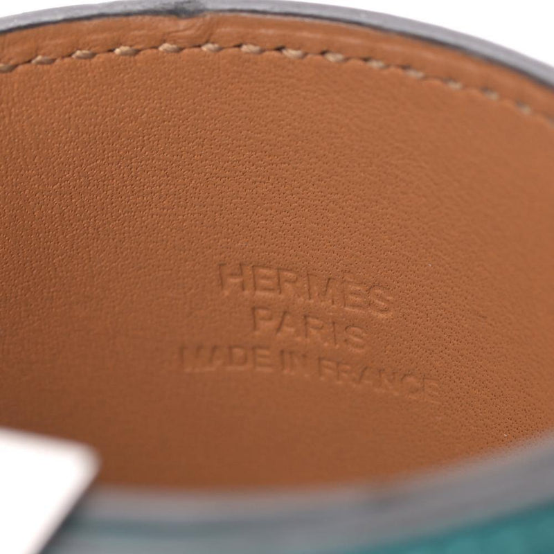 Hermes Bleu Paon Epsom Leather Palladium Plated Collier de Chien Bracelet