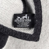 Hermes Ecru/Gris Fonce Wool Cashmere Avalon Throw Blanket