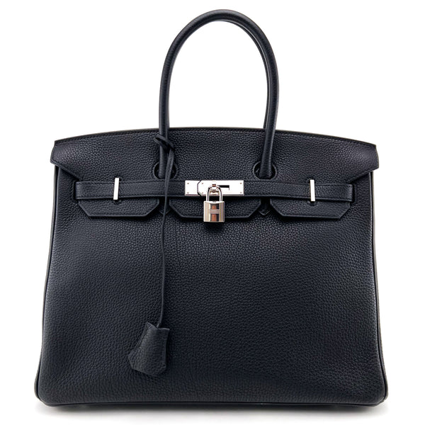 Hermes Black Togo Leather Palladium Plated Birkin 35 Bag