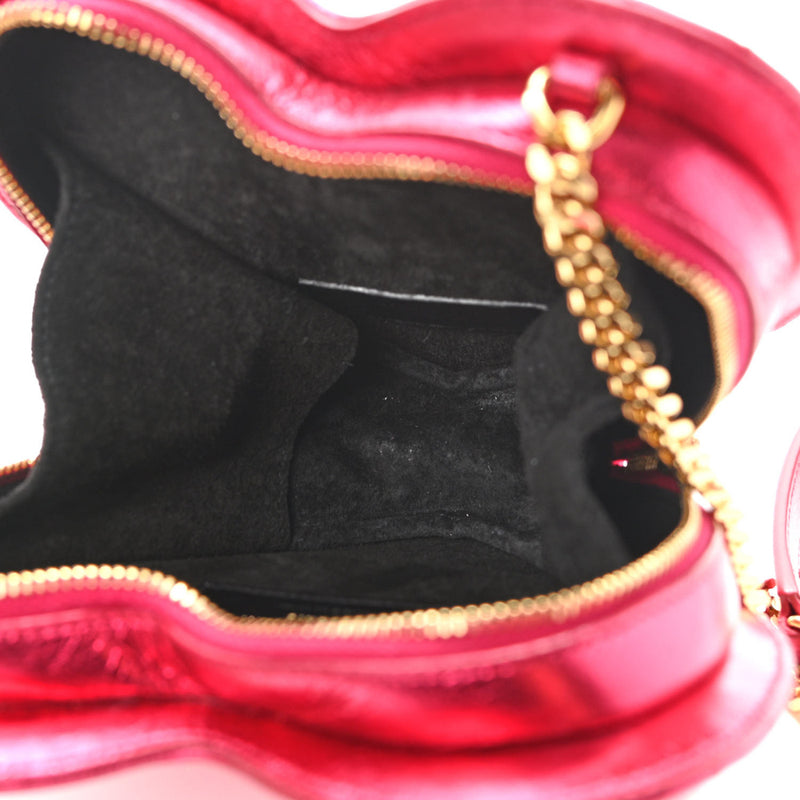 Saint Laurent Pink Chevron Monogram Small Love Heart Chain Bag