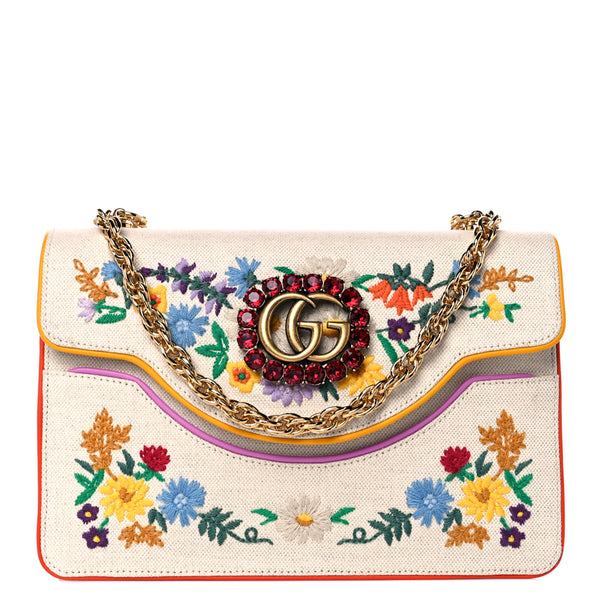 Gucci Cat Floral Embroidered Shoulder Bag 499617 213317