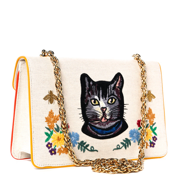 Gucci Cat Floral Embroidered Shoulder Bag 499617 213317