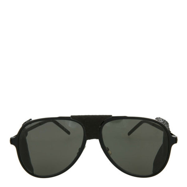 Saint Laurent Black Aviator Leather Blinker Sunglasses display picture 3