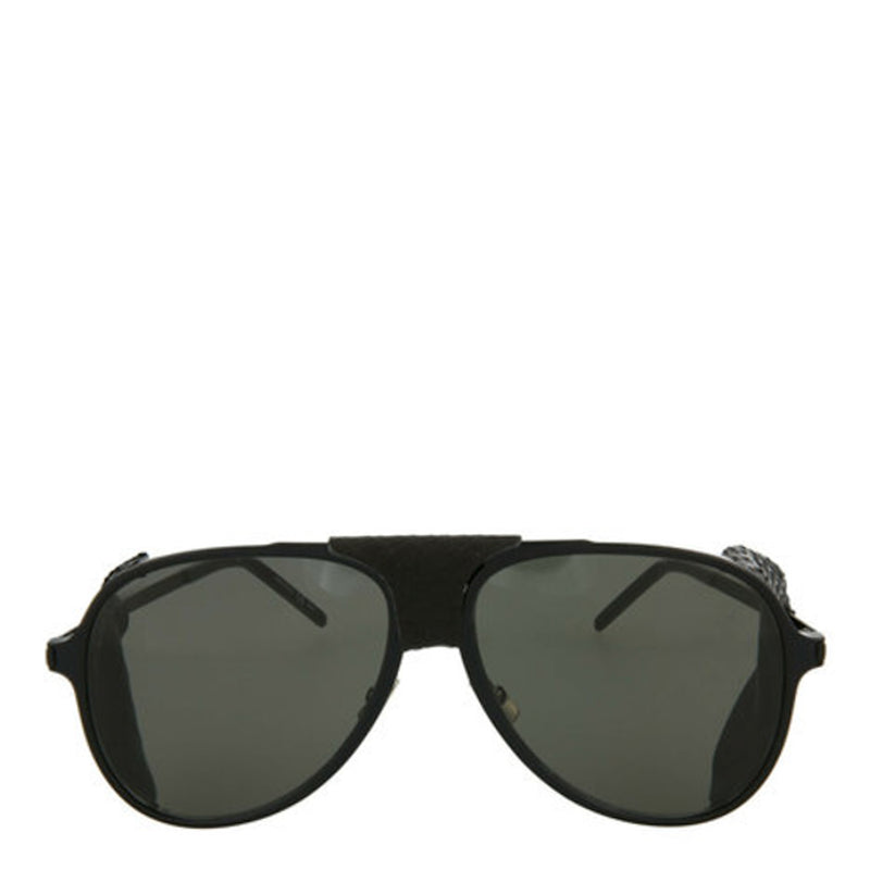 Saint Laurent Black Aviator Leather Blinker Sunglasses