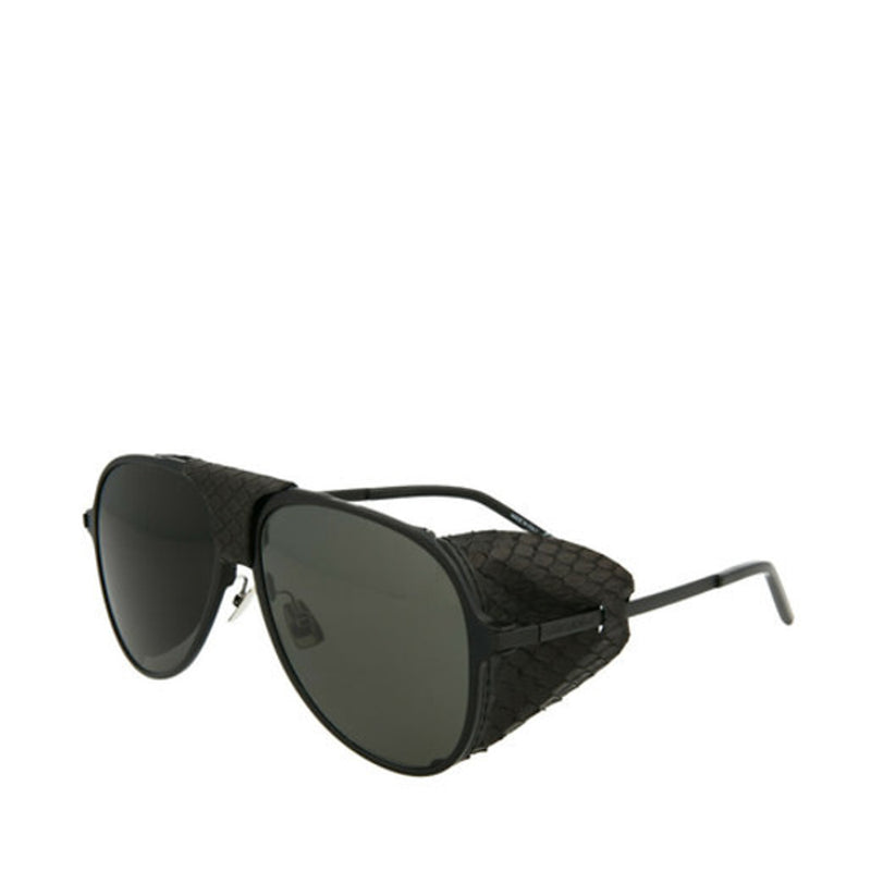 Saint Laurent Black Aviator Leather Blinker Sunglasses