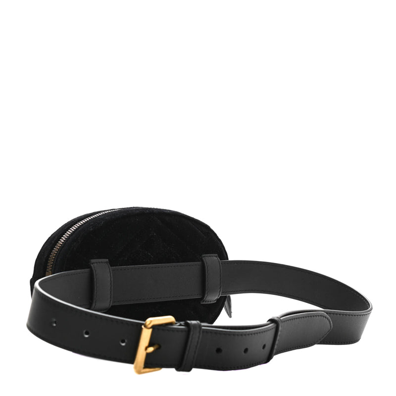 Gucci Black Velvet Matelasse GG Marmont Waist Belt Bag 85 34