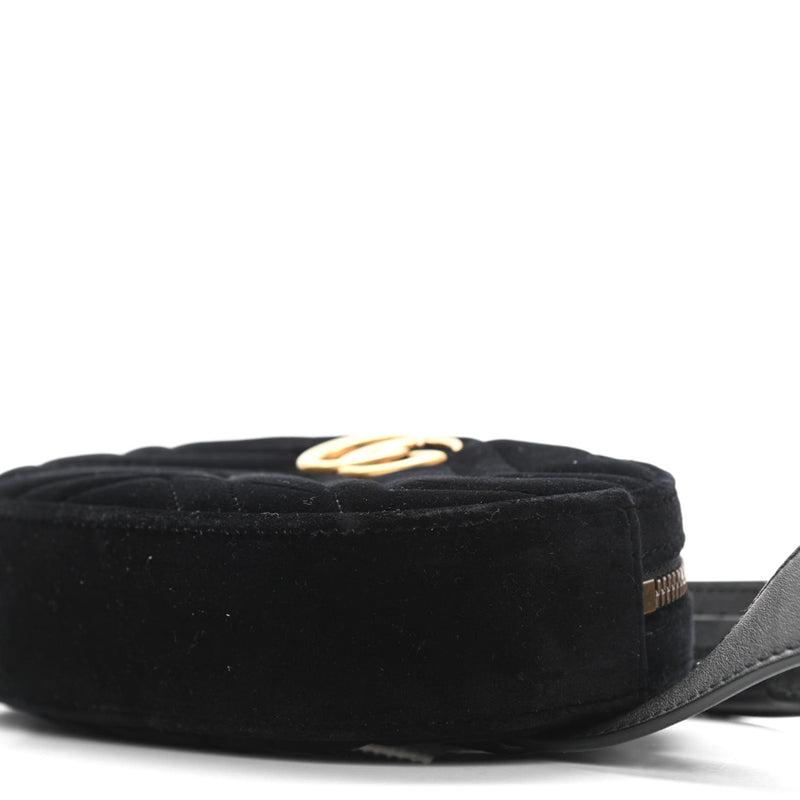 Gucci Black Velvet GG Marmont Waist Belt Bag - Luxybit