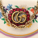 Gucci Linen Cat Embroidered Shoulder Bag