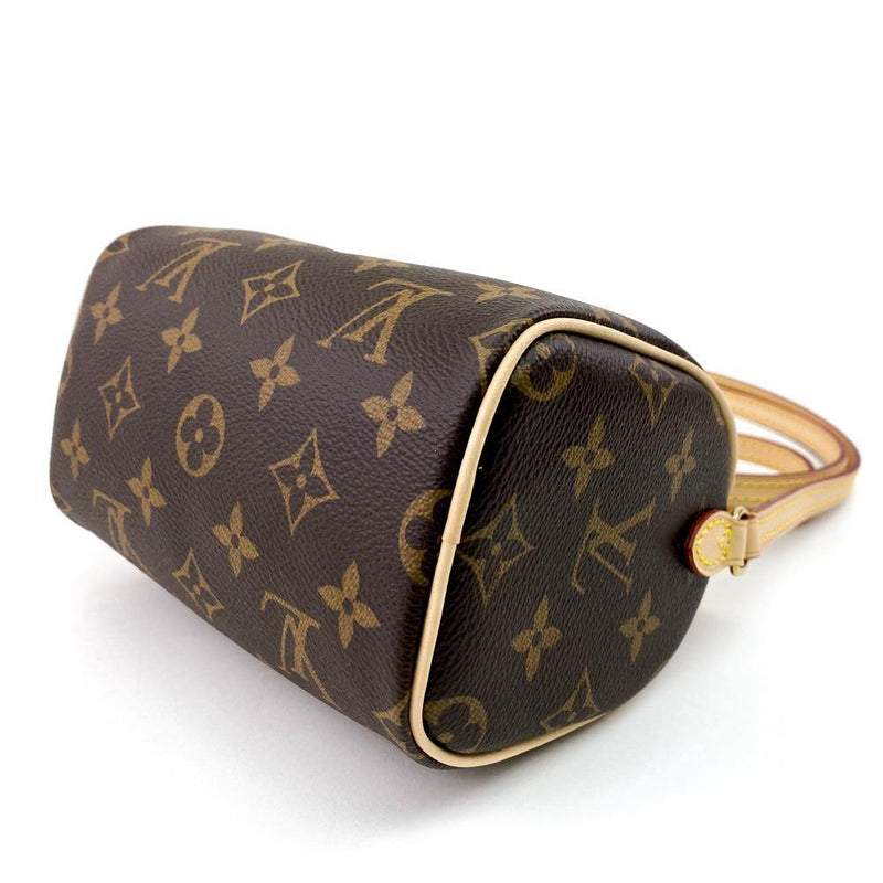 Louis Vuitton Nano Speedy Mini Brown Monogram LV Logo Crossbody Shoulder Bag