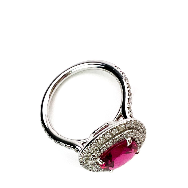 Tiffany & Co Platinum Soleste Rubellite Ruby Diamond Ring
