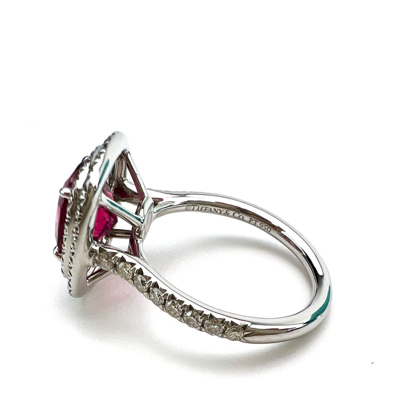 Tiffany & Co Platinum Soleste Rubellite Diamond Ring