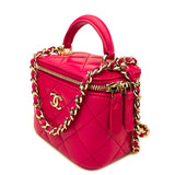 Chanel Pink Quilted Lambskin Top Handle Mini Vanity Case Chain Bag - Luxybit