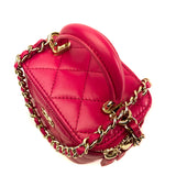 Chanel Pink Quilted Lambskin Top Handle Mini Vanity Case With Chain Bag
