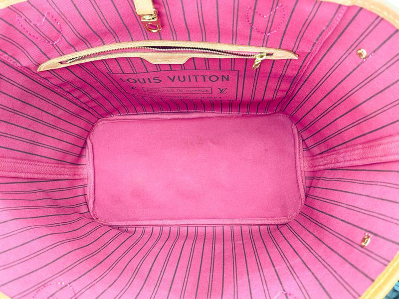 Louis Vuitton Monogram Neverfull MM Tote Bag (hot pink interior