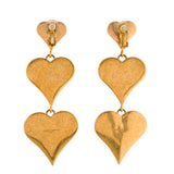 Saint Laurent Black 3-Heart Drop Enamel Earrings