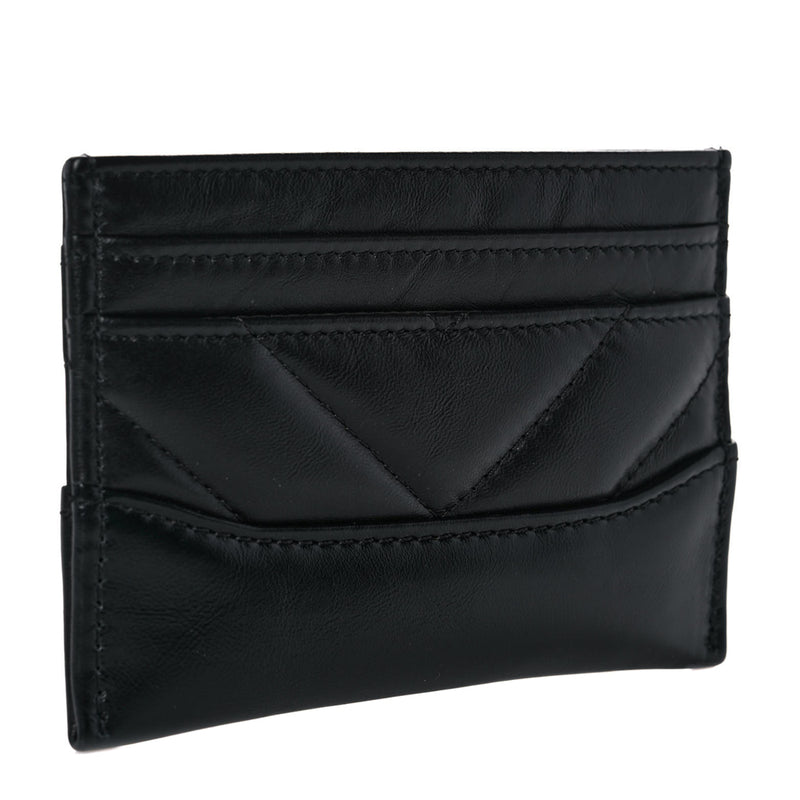 Chanel Quilted Cambon Small Flap Wallet Black Calfskin with Silver