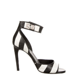 Givenchy Black and White Stripe Shark Lock Sandals
